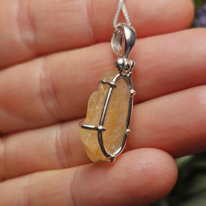 Golden Phenacite Crystal Pendant, Golden Phenacite Sterling Silver Necklace