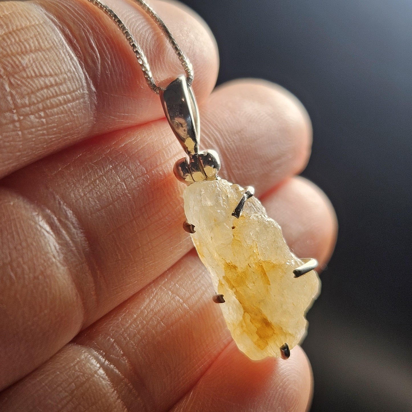 Golden Phenacite Crystal Pendant, Golden Phenacite Sterling Silver Necklace