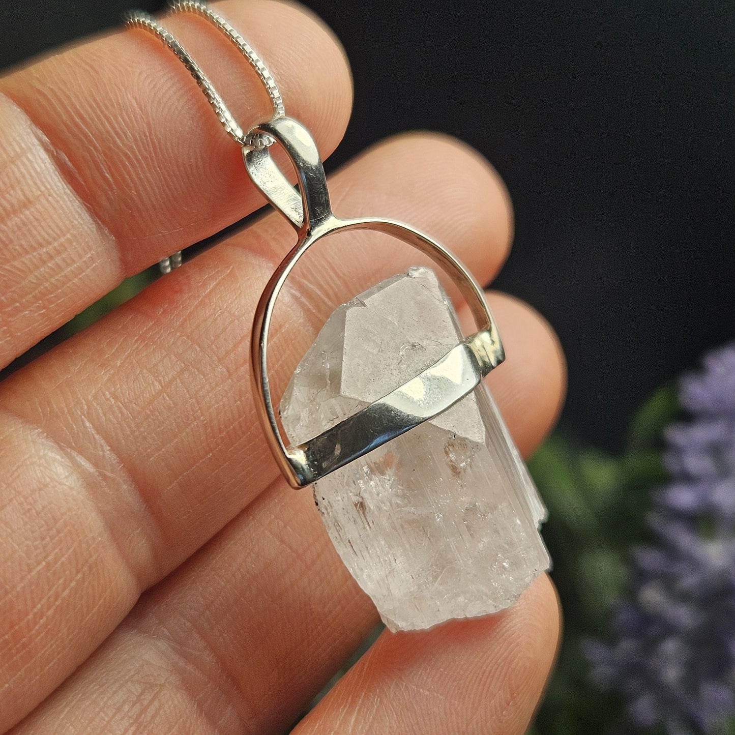 Danburite Crystal Pendant, Danburite Sterling Silver Necklace