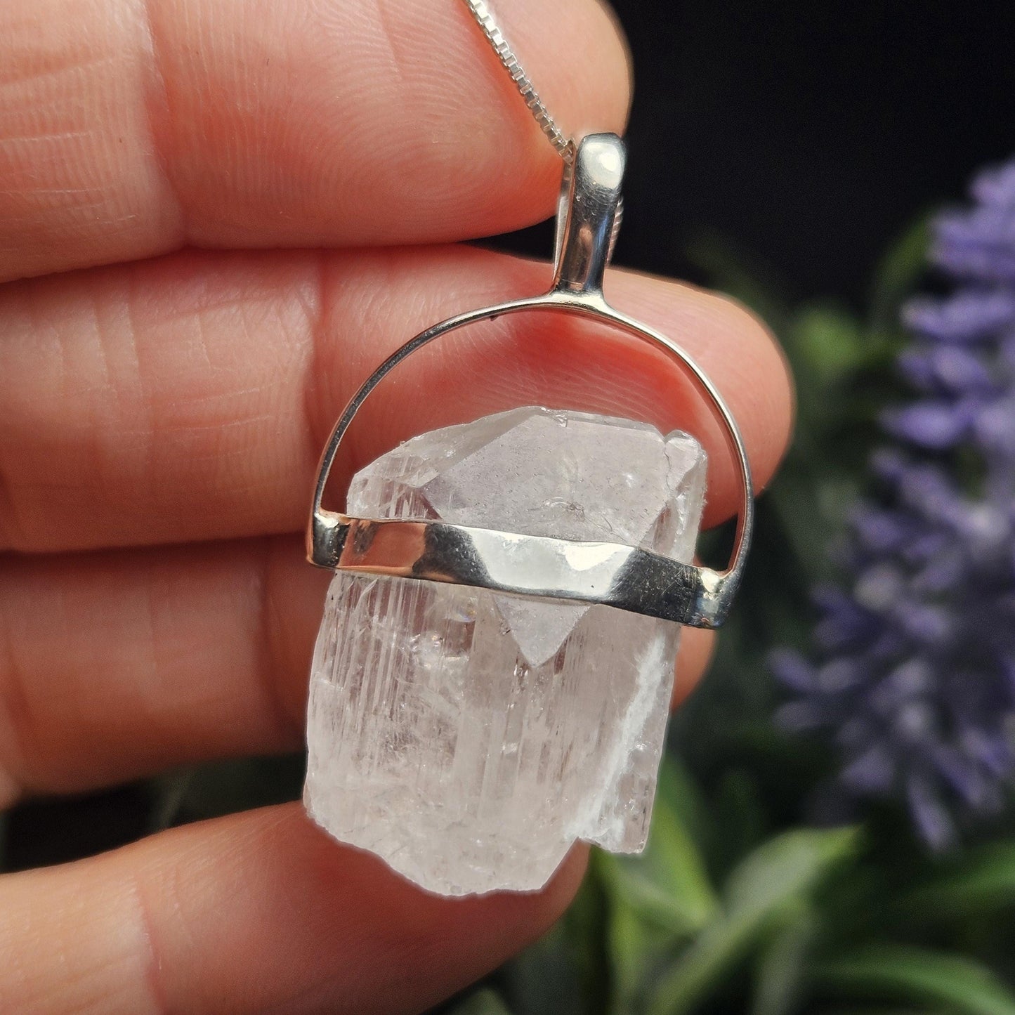 Danburite Crystal Pendant, Danburite Sterling Silver Necklace