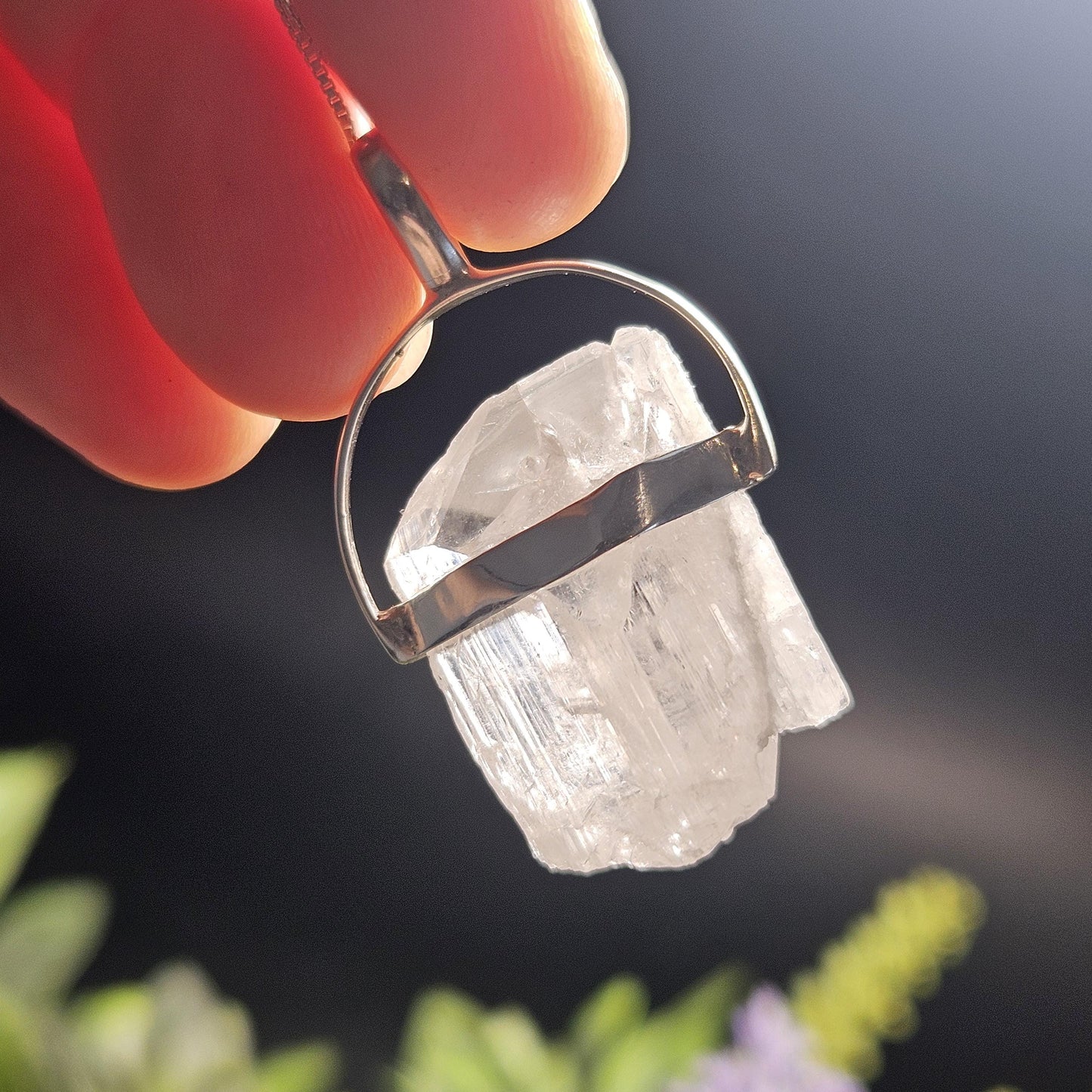 Danburite Crystal Pendant, Danburite Sterling Silver Necklace