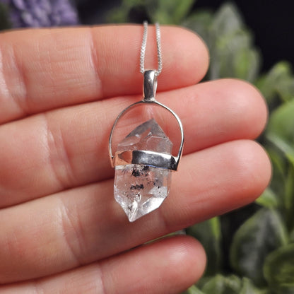 Herkimer Diamond Pendant, Sterling Silver Herkimer Diamond Necklace