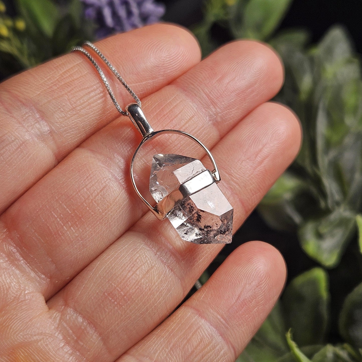 Herkimer Diamond Pendant, Sterling Silver Herkimer Diamond Necklace