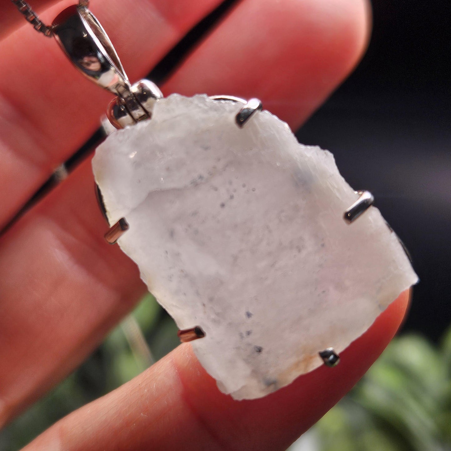 Papagoite in Quartz Crystal Pendant, Papagoite Sterling Silver Necklace