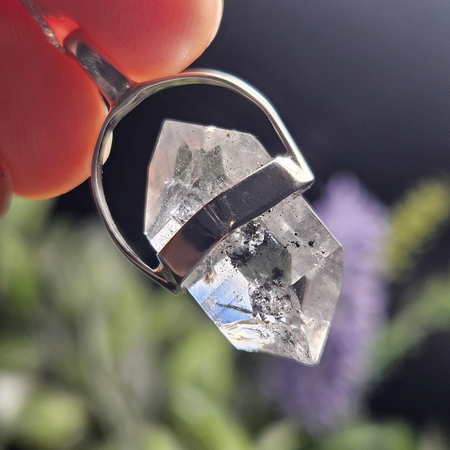 Herkimer Diamond Pendant, Sterling Silver Herkimer Diamond Necklace