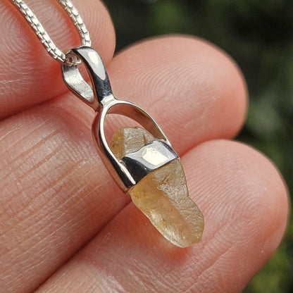 Yellow Sapphire OLD STOCK Sri Lankan Crystal Pendant, Yellow Sapphire Sterling Silver Necklace
