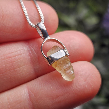Yellow Sapphire OLD STOCK Sri Lankan Crystal Pendant, Yellow Sapphire Sterling Silver Necklace