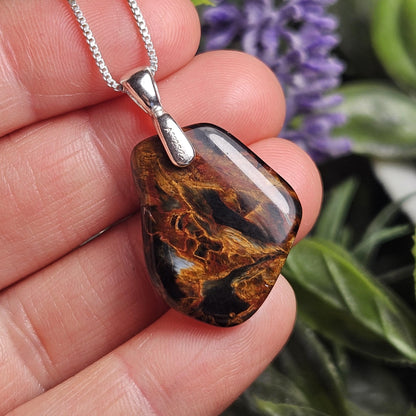 Pietersite Crystal Pendant, Namibian Pietersite Sterling Silver Necklace