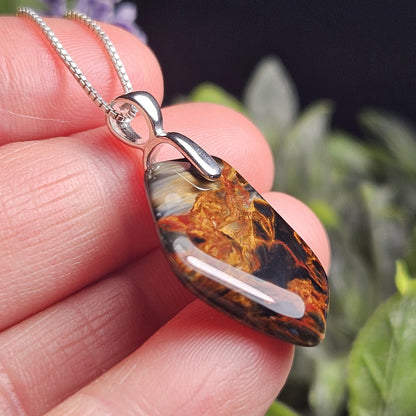 Pietersite Crystal Pendant, Namibian Pietersite Sterling Silver Necklace
