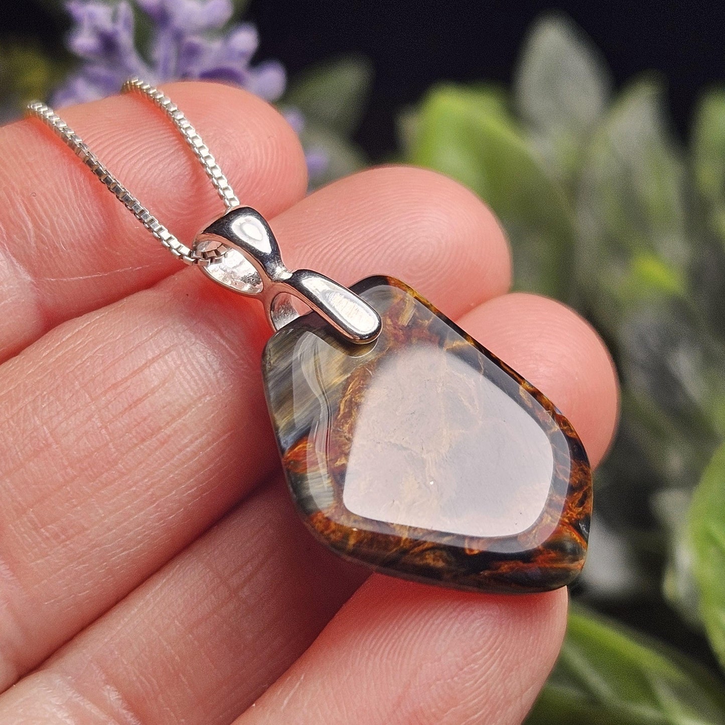 Pietersite Crystal Pendant, Namibian Pietersite Sterling Silver Necklace