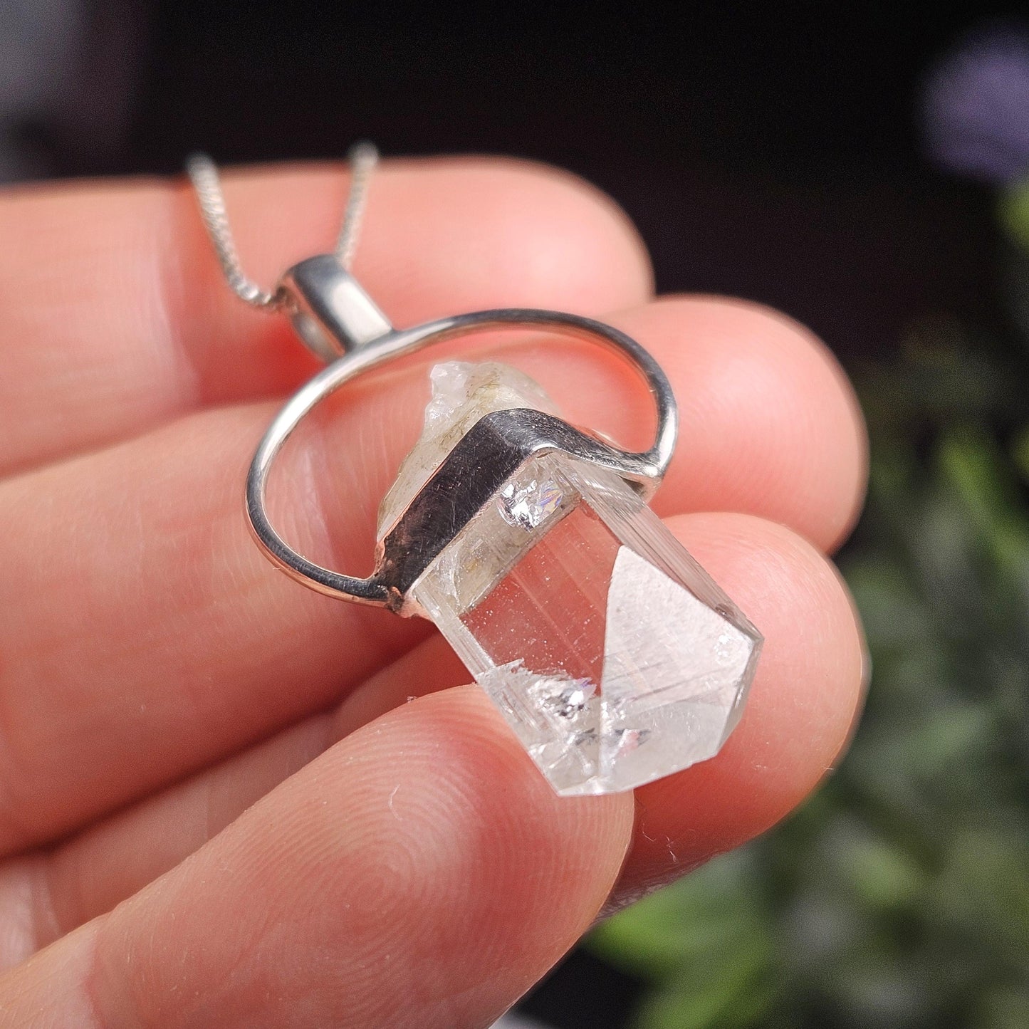 Danburite Crystal Pendant, Terminated Danburite Sterling Silver Necklace