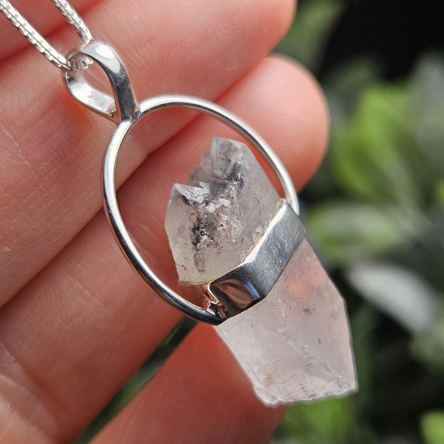 Ajoite Quartz Crystal Pendant, Ajoite Quartz Sterling Silver Necklace
