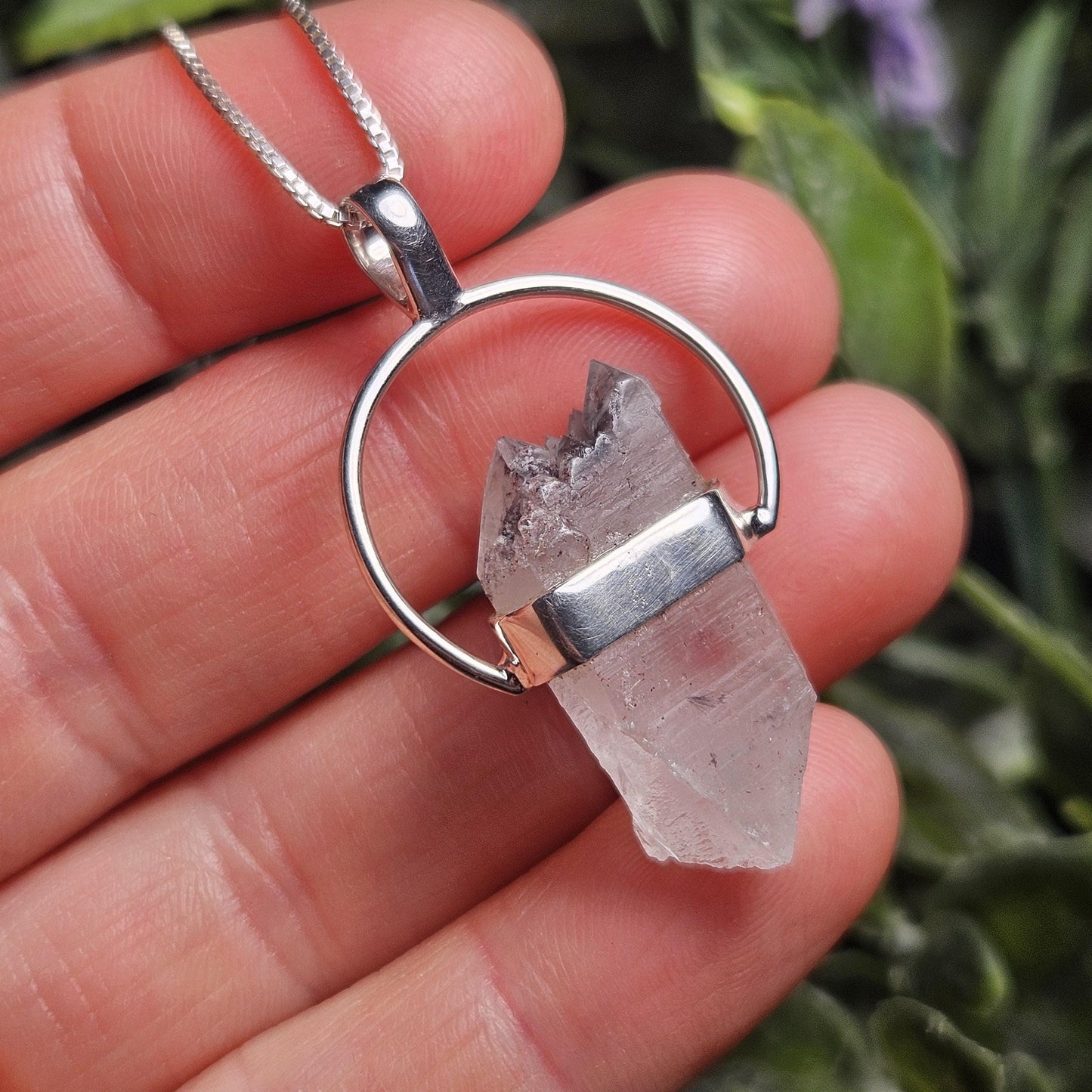 Ajoite Quartz Crystal Pendant, Ajoite Quartz Sterling Silver Necklace