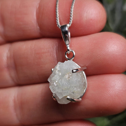 Euclase Crystal Pendant, Brazilian Blue Euclase Sterling Silver Necklace