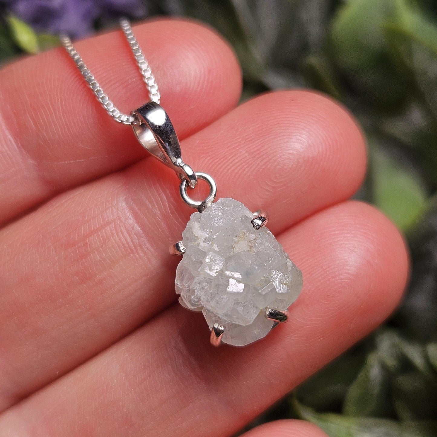 Euclase Crystal Pendant, Brazilian Blue Euclase Sterling Silver Necklace