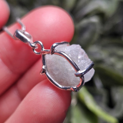 Euclase Crystal Pendant, Brazilian Blue Euclase Sterling Silver Necklace