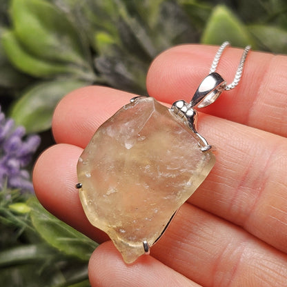 Libyan Desert Glass Crystal Pendant, Libyan Desert Glass Sterling Silver Necklace