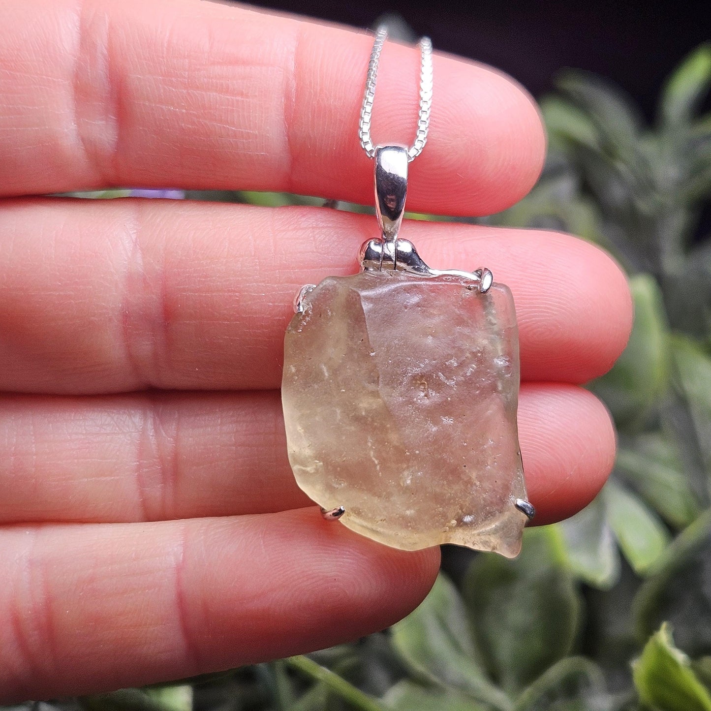 Libyan Desert Glass Crystal Pendant, Libyan Desert Glass Sterling Silver Necklace
