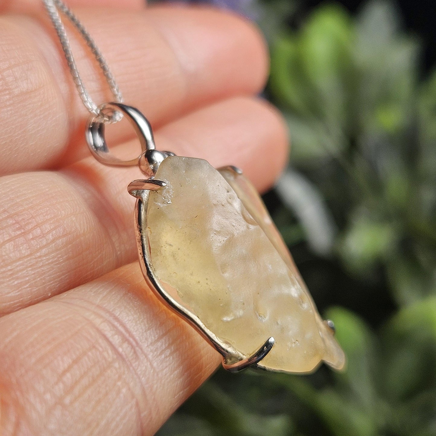 Libyan Desert Glass Crystal Pendant, Libyan Desert Glass Sterling Silver Necklace