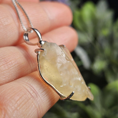 Libyan Desert Glass Crystal Pendant, Libyan Desert Glass Sterling Silver Necklace
