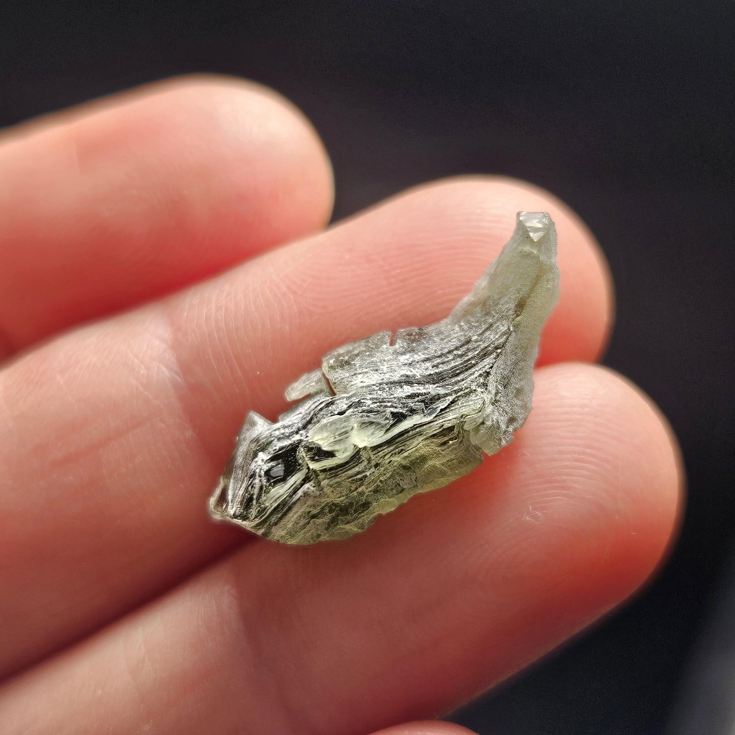 Snowflake Moldavite RARE Specimen (1.3g), Frosted Brusna Moldavite Tektite Crystal