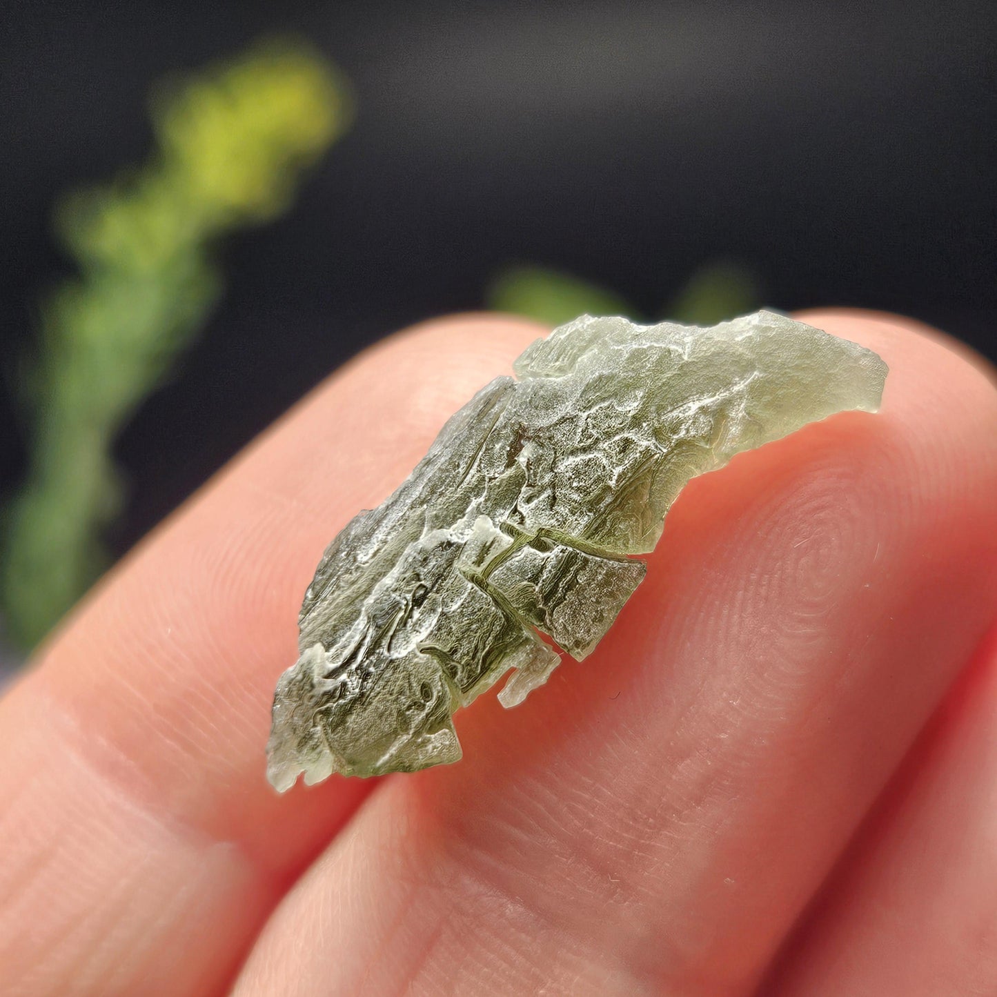 Snowflake Moldavite RARE Specimen (1.3g), Frosted Brusna Moldavite Tektite Crystal