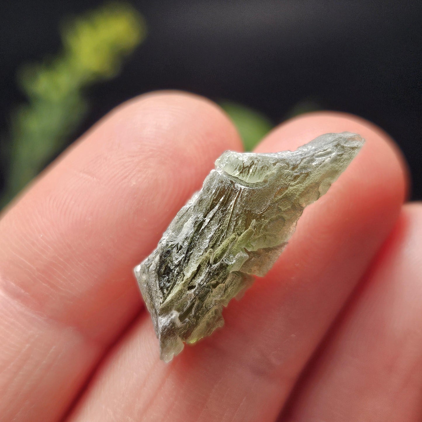 Snowflake Moldavite RARE Specimen (1.3g), Frosted Brusna Moldavite Tektite Crystal