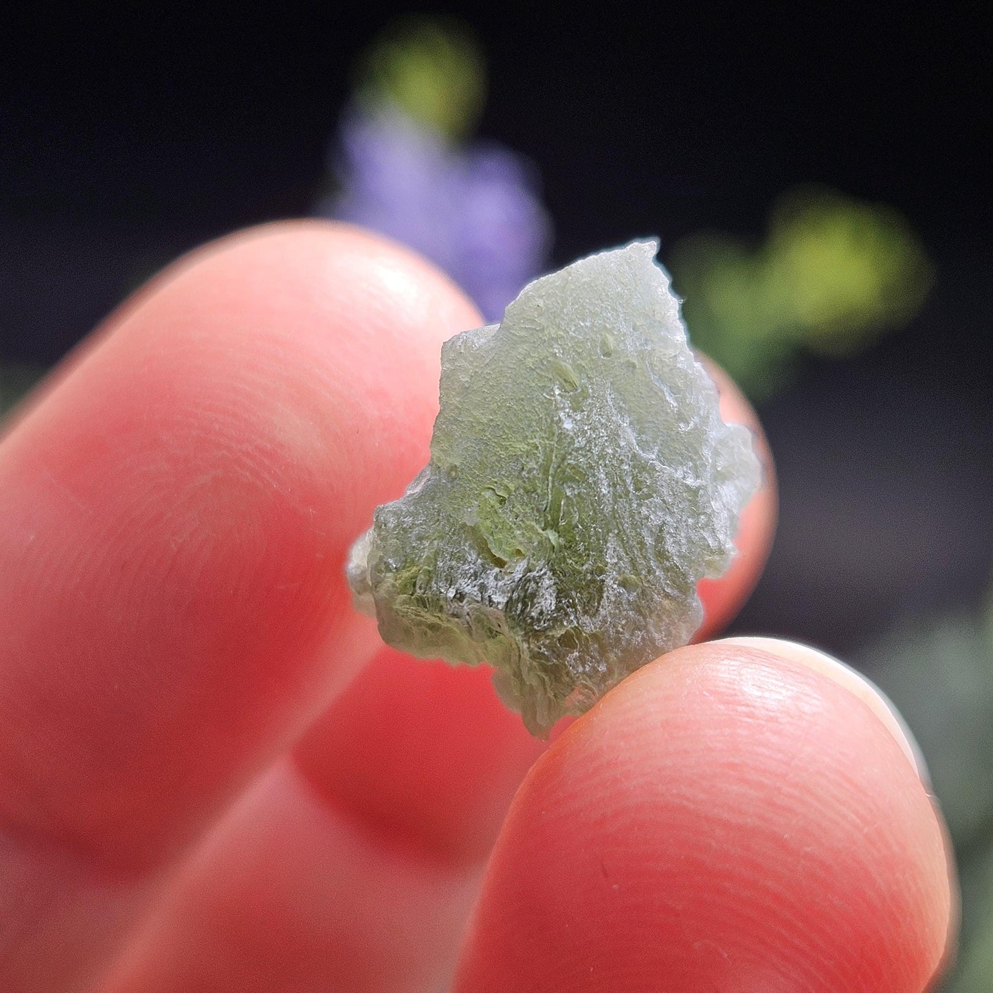 Moldavite Brusna Snowflake RARE Specimen (1.2g), Frosted Brusna Moldavite Tektite Crystal