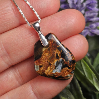 Pietersite Crystal Pendant, Namibian Pietersite Sterling Silver Necklace