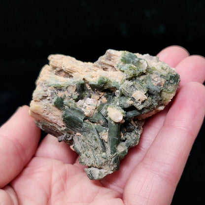 Green Tourmaline in Quartz Crystal 104g, Brazilian Cluster with Natural HOLE