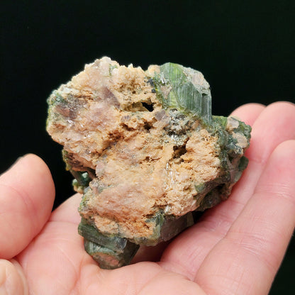 Green Tourmaline in Quartz Crystal 104g, Brazilian Cluster with Natural HOLE