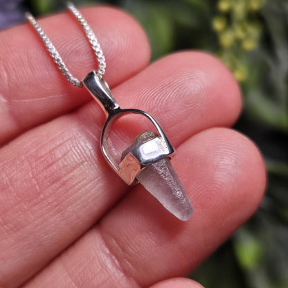 Blue Sapphire Crystal Pendant, Blue Sapphire Sterling Silver Necklace