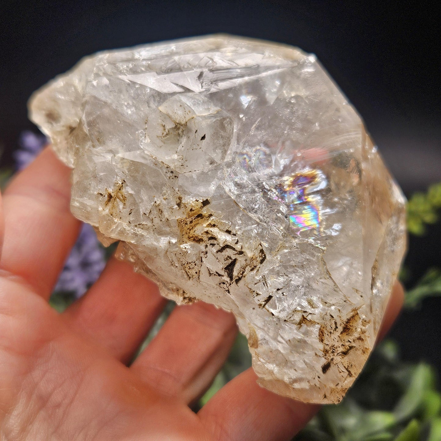 Rainbow Herkimer Diamond Quartz 247g, Skeletal Herkimer Crystal with Rainbow Inclusion
