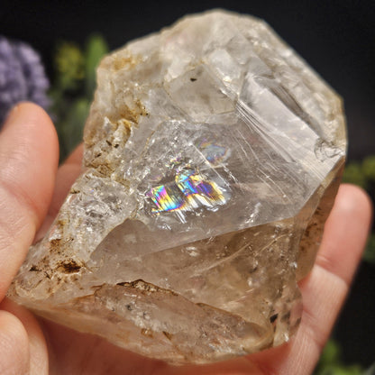 Rainbow Herkimer Diamond Quartz 247g, Skeletal Herkimer Crystal with Rainbow Inclusion