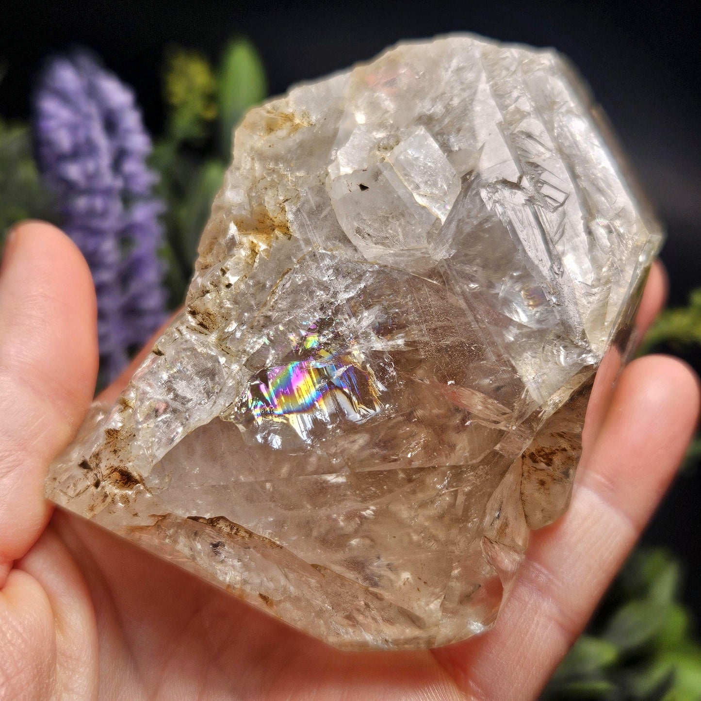 Rainbow Herkimer Diamond Quartz 247g, Skeletal Herkimer Crystal with Rainbow Inclusion