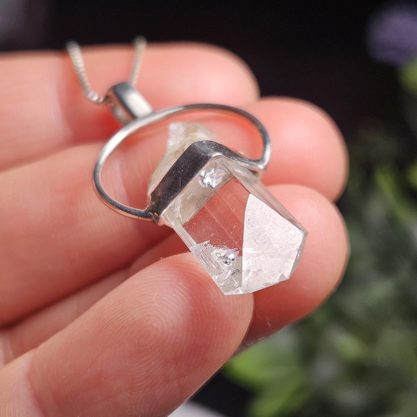 Danburite Crystal Pendant, Terminated Danburite Sterling Silver Necklace