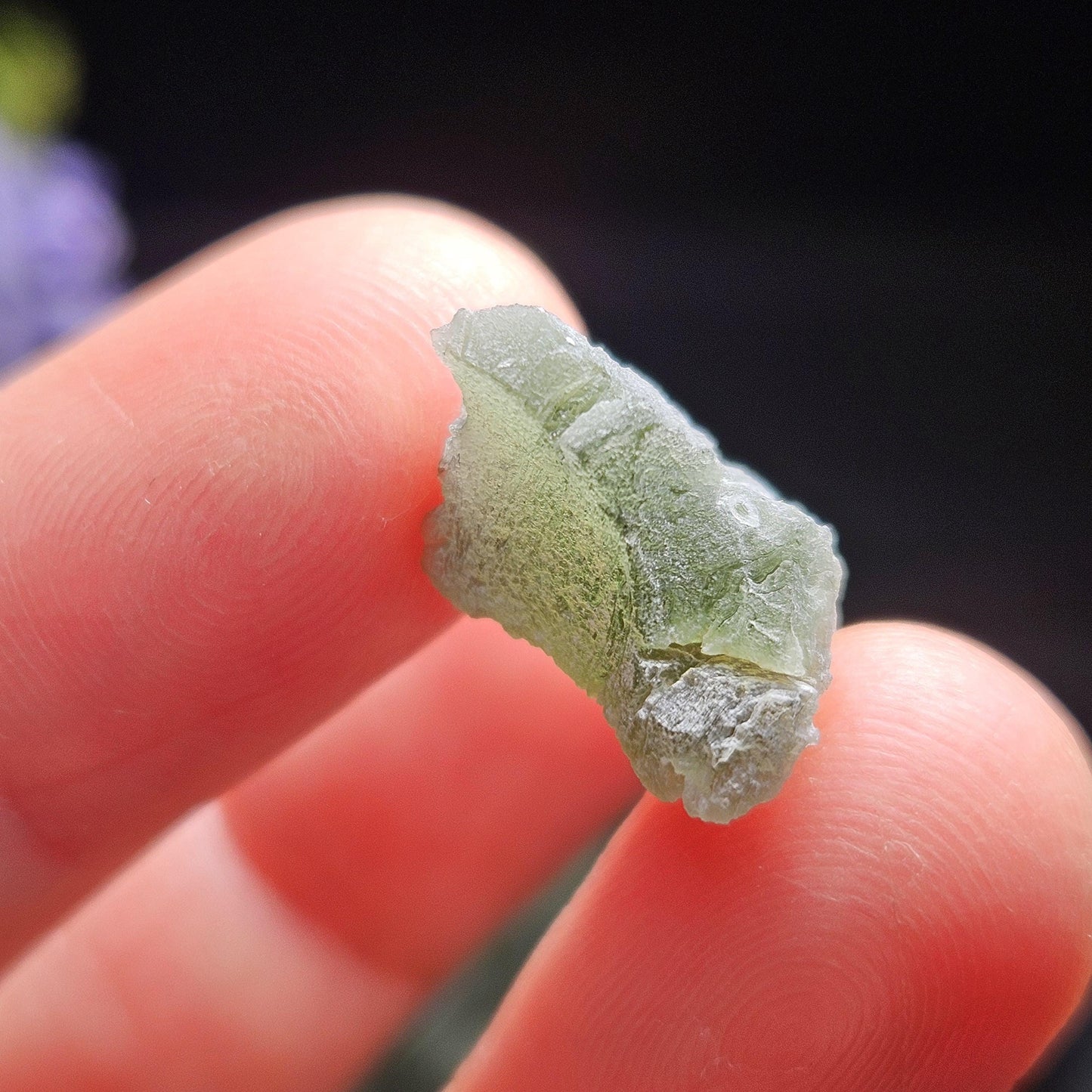 Moldavite Brusna Snowflake RARE Specimen (1.2g), Frosted Brusna Moldavite Tektite Crystal