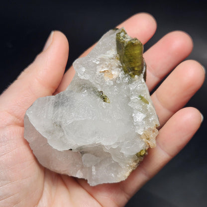 Green Tourmaline in Quartz Crystal 159g, Brazilian Quartz with Tourmaline