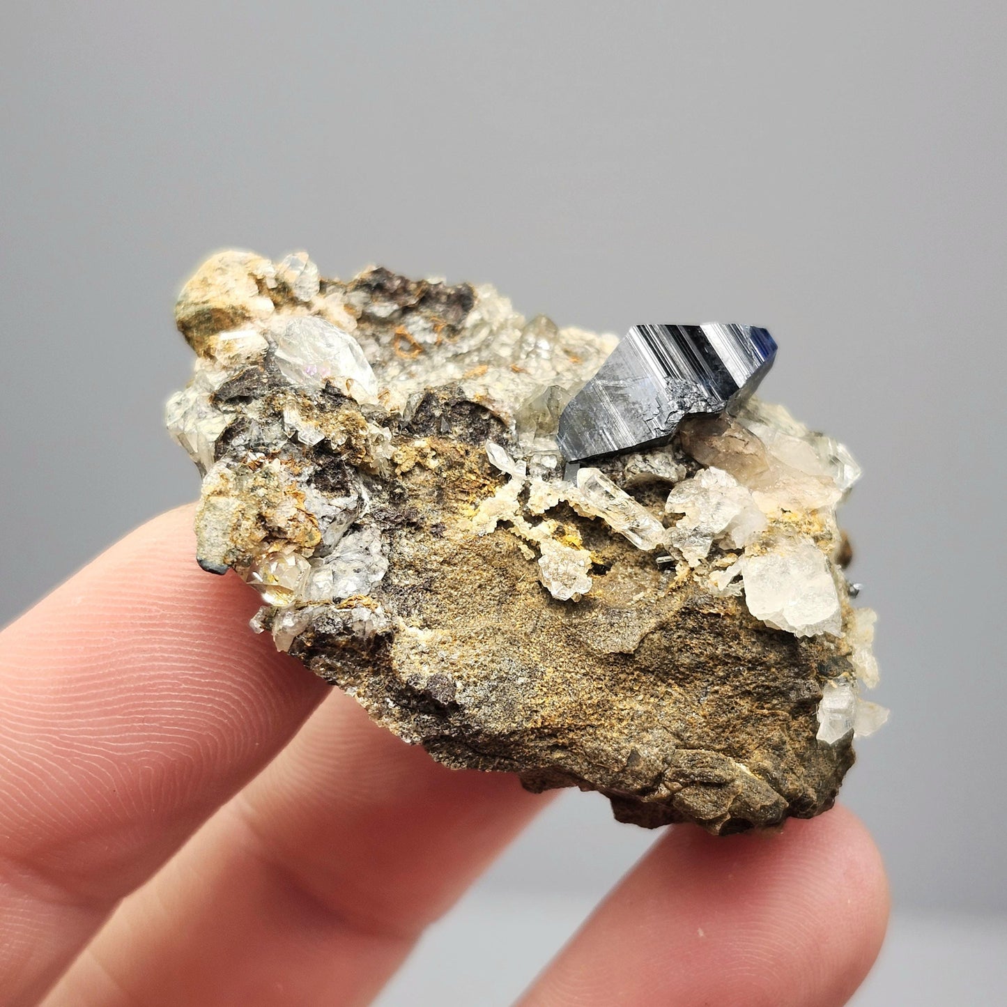 Blue Anatase & Quartz Cluster 24g, RARE Crystal Specimen
