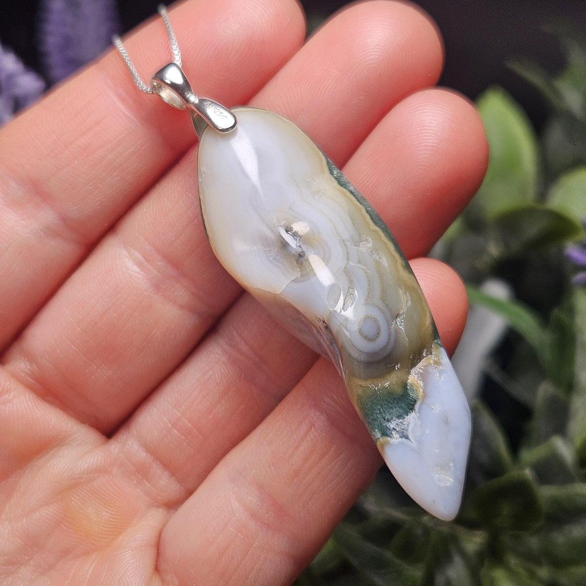 Vein 8 Ocean Jasper Pendant, Sterling Silver Madagascar Vein Eight Jasper