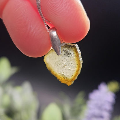 Green Tourmaline Slice Pendant (20x13mm)
