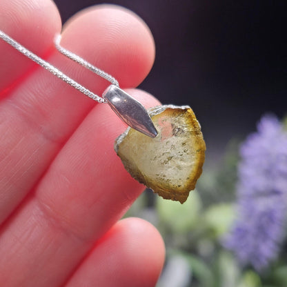 Green Tourmaline Slice Pendant (20x13mm)