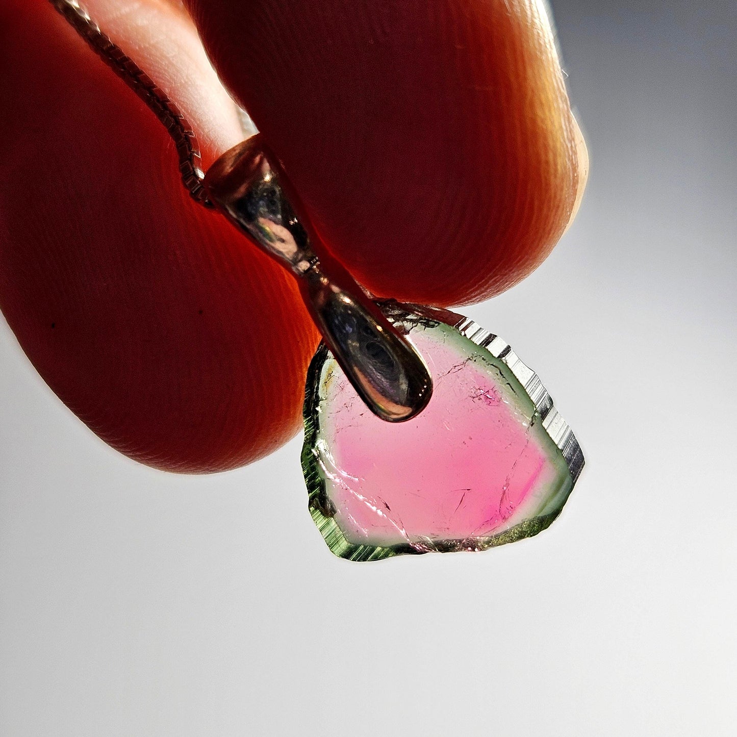 Watermelon Tourmaline Pendant, Pink and Green Tourmaline Jewelry