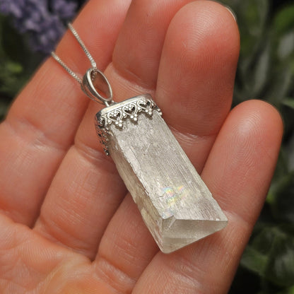 Golden Kunzite Crystal Pendant, Terminated Gold Spodumene Necklace
