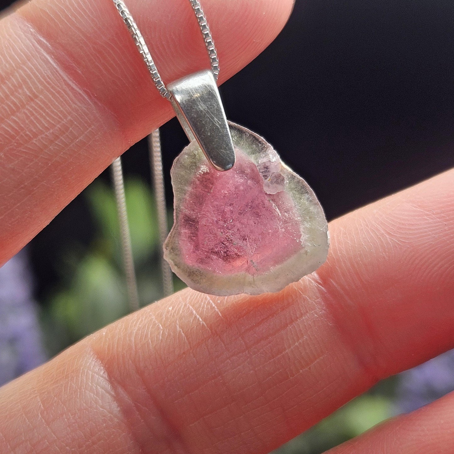 Watermelon Tourmaline Pendant, Brazilian Tourmaline Necklace