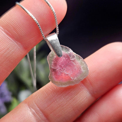 Watermelon Tourmaline Pendant, Brazilian Tourmaline Necklace