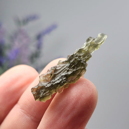 Genuine Moldavite Specimen 1.67g, Authentic Raw Moldavite Crystal