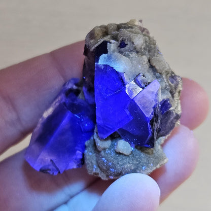 Yindu Fluorite Crystal, UV Reactive: Cubic Phantom Fluorite from the Cherry Pocket