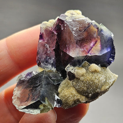 Yindu Fluorite Crystal, UV Reactive: Cubic Phantom Fluorite from the Cherry Pocket