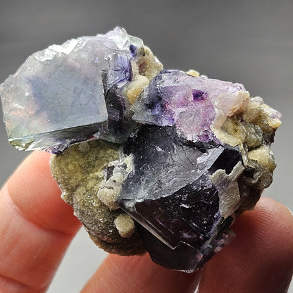 Yindu Fluorite Crystal, UV Reactive: Cubic Phantom Fluorite from the Cherry Pocket